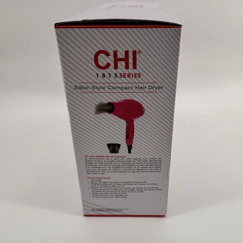 CHI 1875 Series Pink Salon Style‎ Compact Hair Dryer Powerful and Light Weight